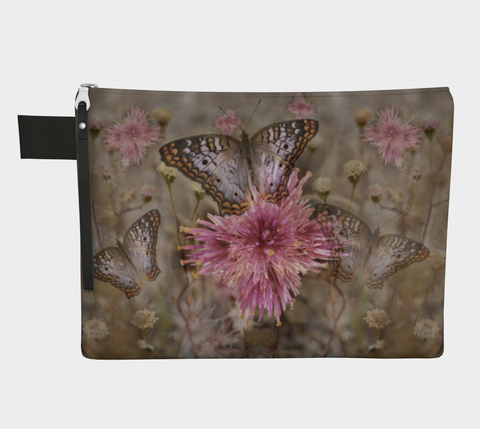 Butterfly Pink Flower Zipper Pouch