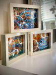 Cosmic Travel - Triptych - in 8"x6" Faux Metal Frames